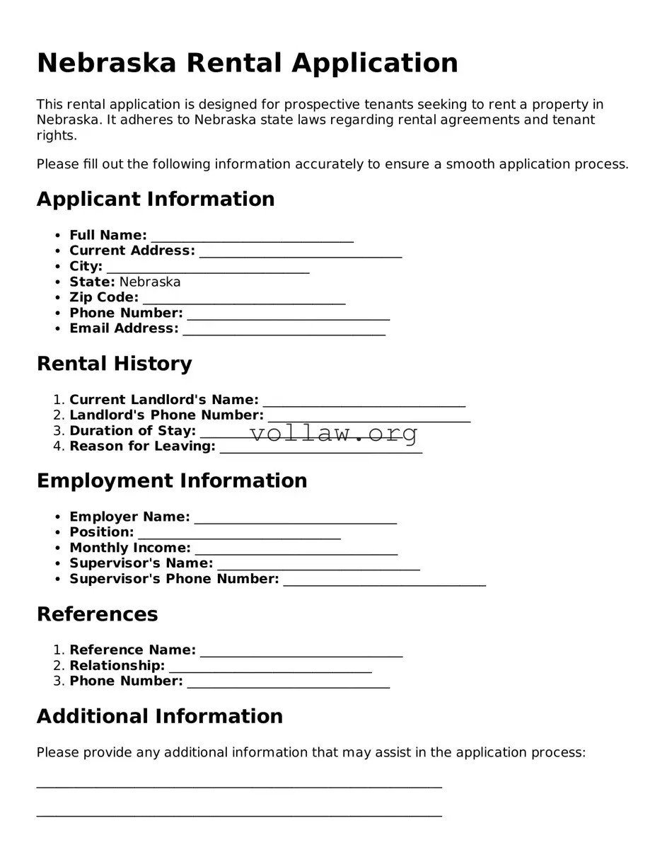 Attorney-Verified  Rental Application Form for Nebraska
