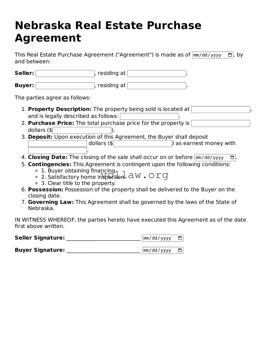 Attorney-Verified  Real Estate Purchase Agreement Form for Nebraska