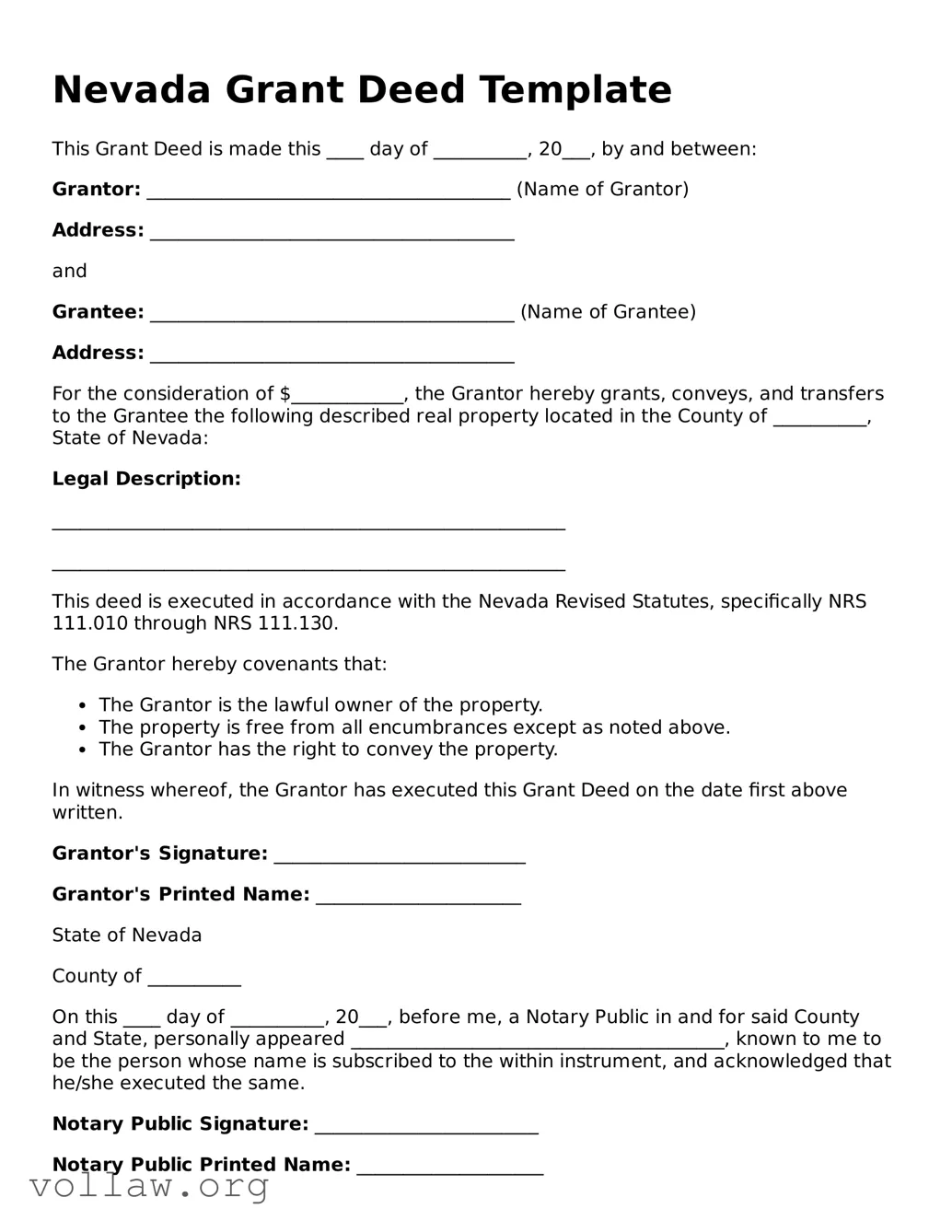 Attorney-Verified  Deed Form for Nevada