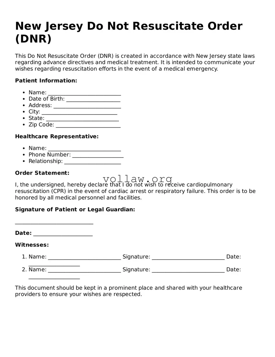Attorney-Verified  Do Not Resuscitate Order Form for New Jersey