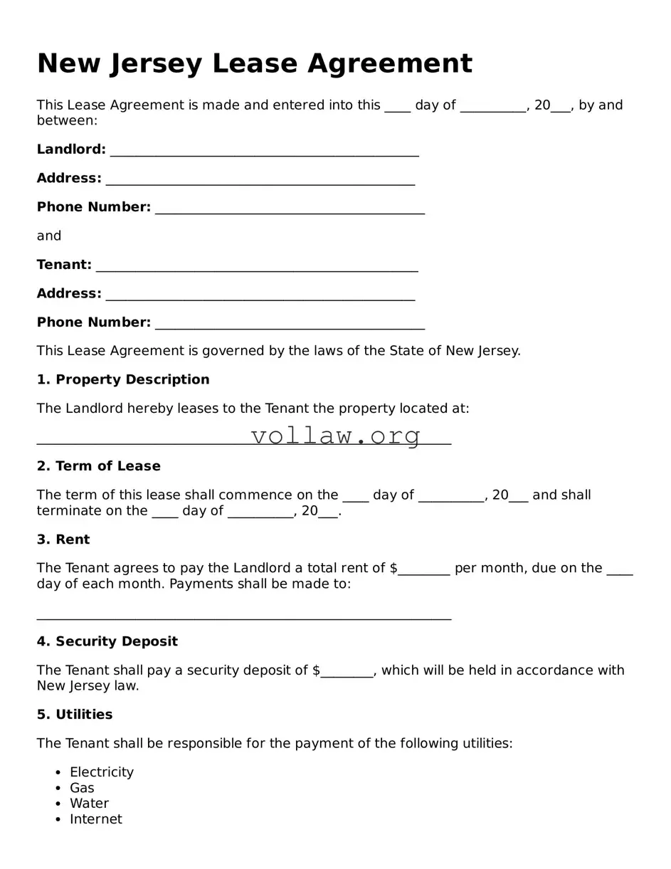 Attorney-Verified  Lease Agreement Form for New Jersey