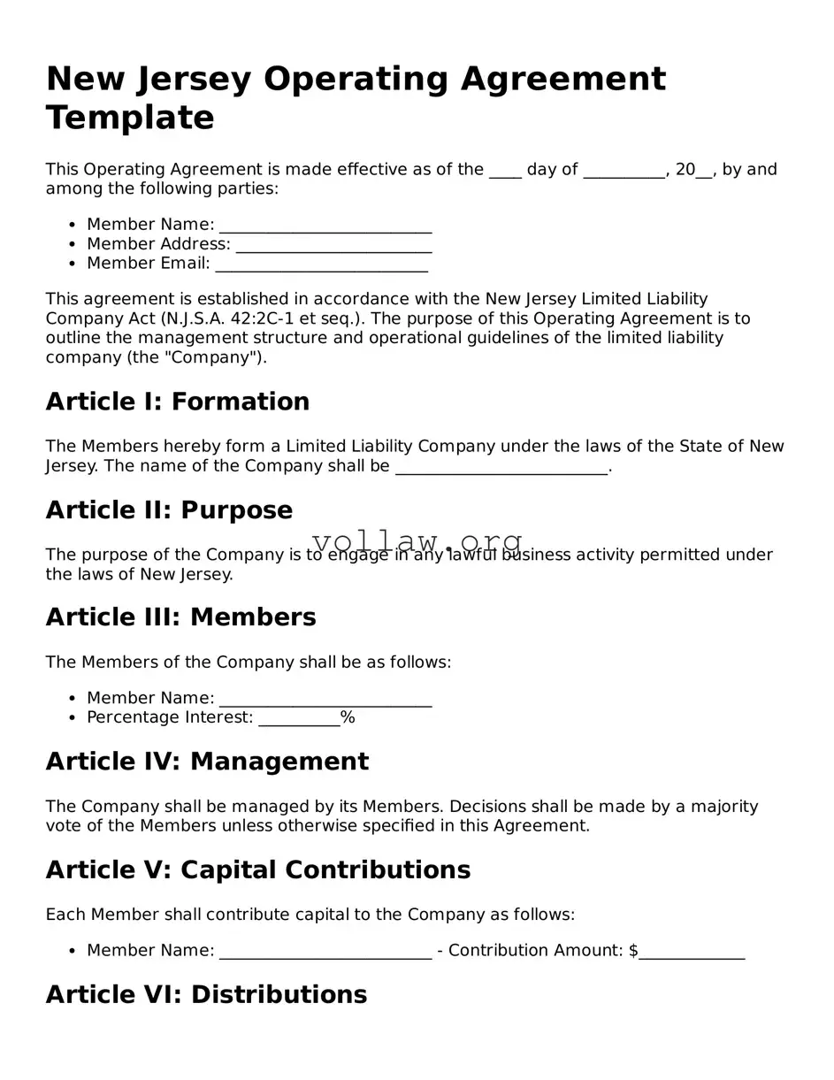 Attorney-Verified  Operating Agreement Form for New Jersey