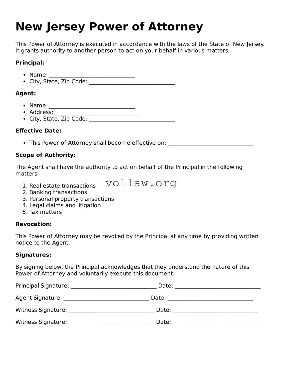 Attorney-Verified  Power of Attorney Form for New Jersey