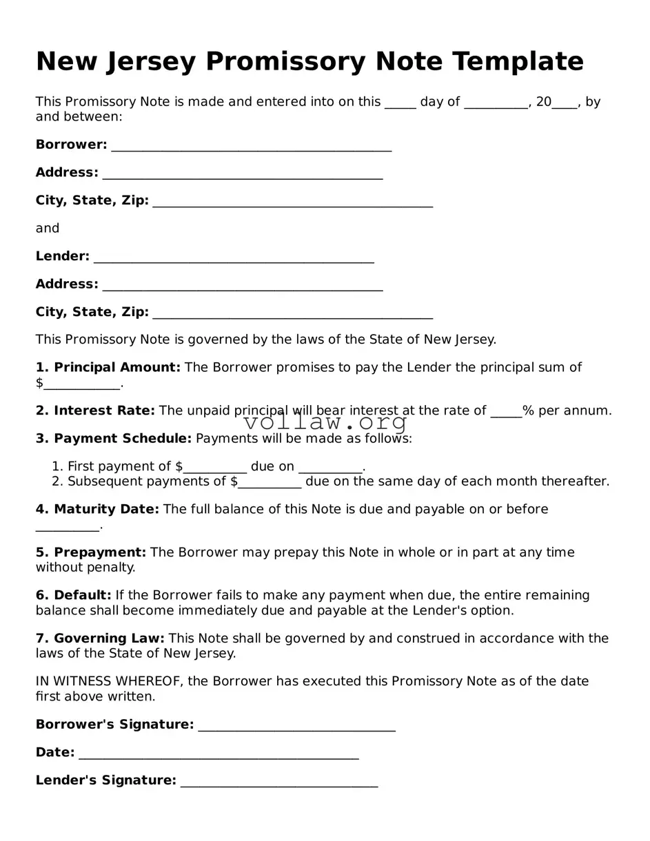 Attorney-Verified  Promissory Note Form for New Jersey