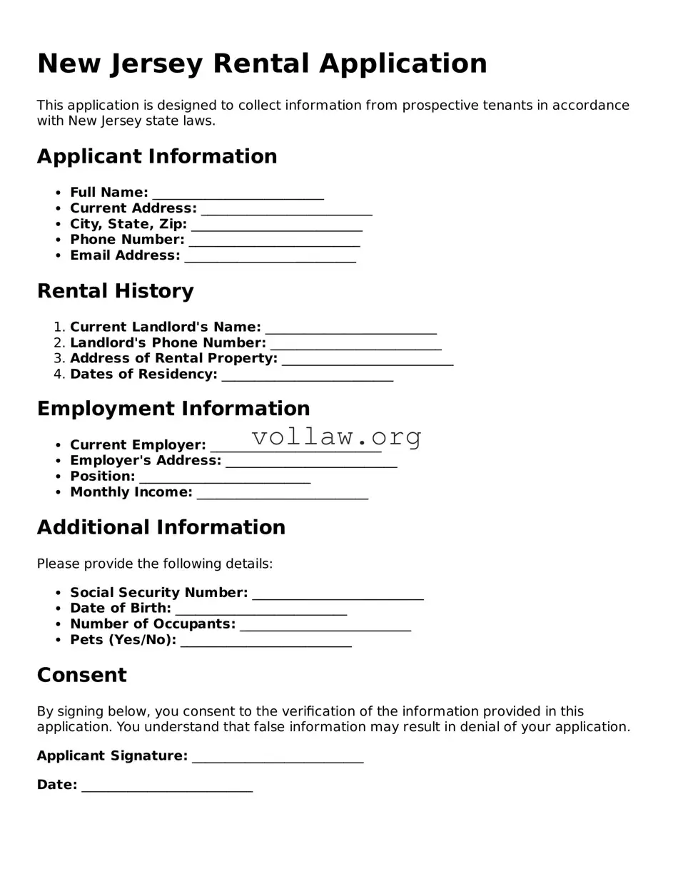 Attorney-Verified  Rental Application Form for New Jersey