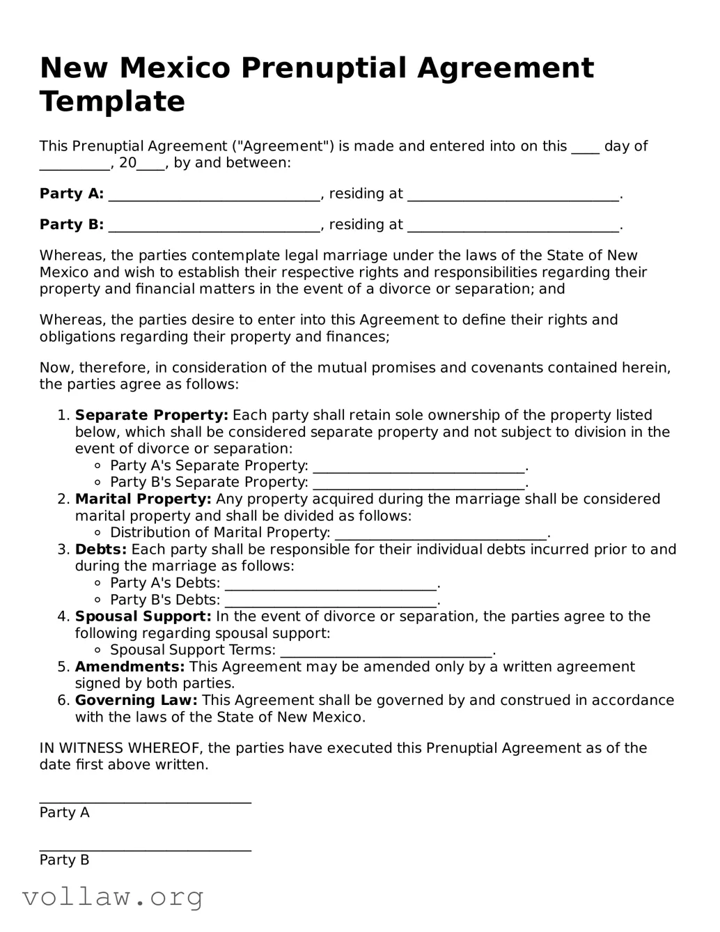 Attorney-Verified  Prenuptial Agreement Form for New Mexico