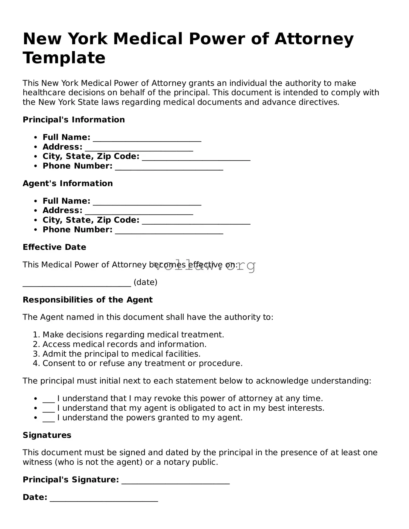 Attorney-Verified  Medical Power of Attorney Form for New York