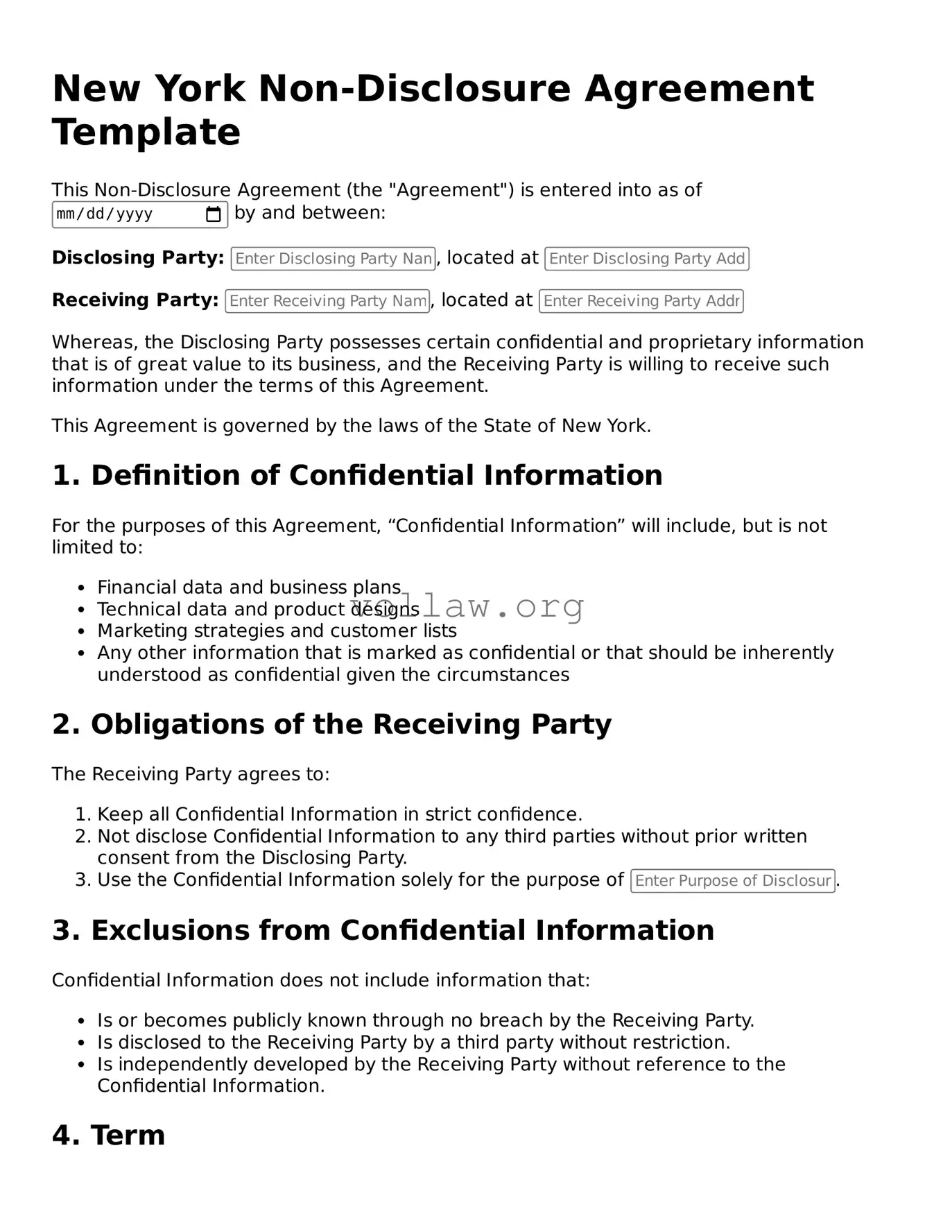Attorney-Verified  Non-disclosure Agreement Form for New York