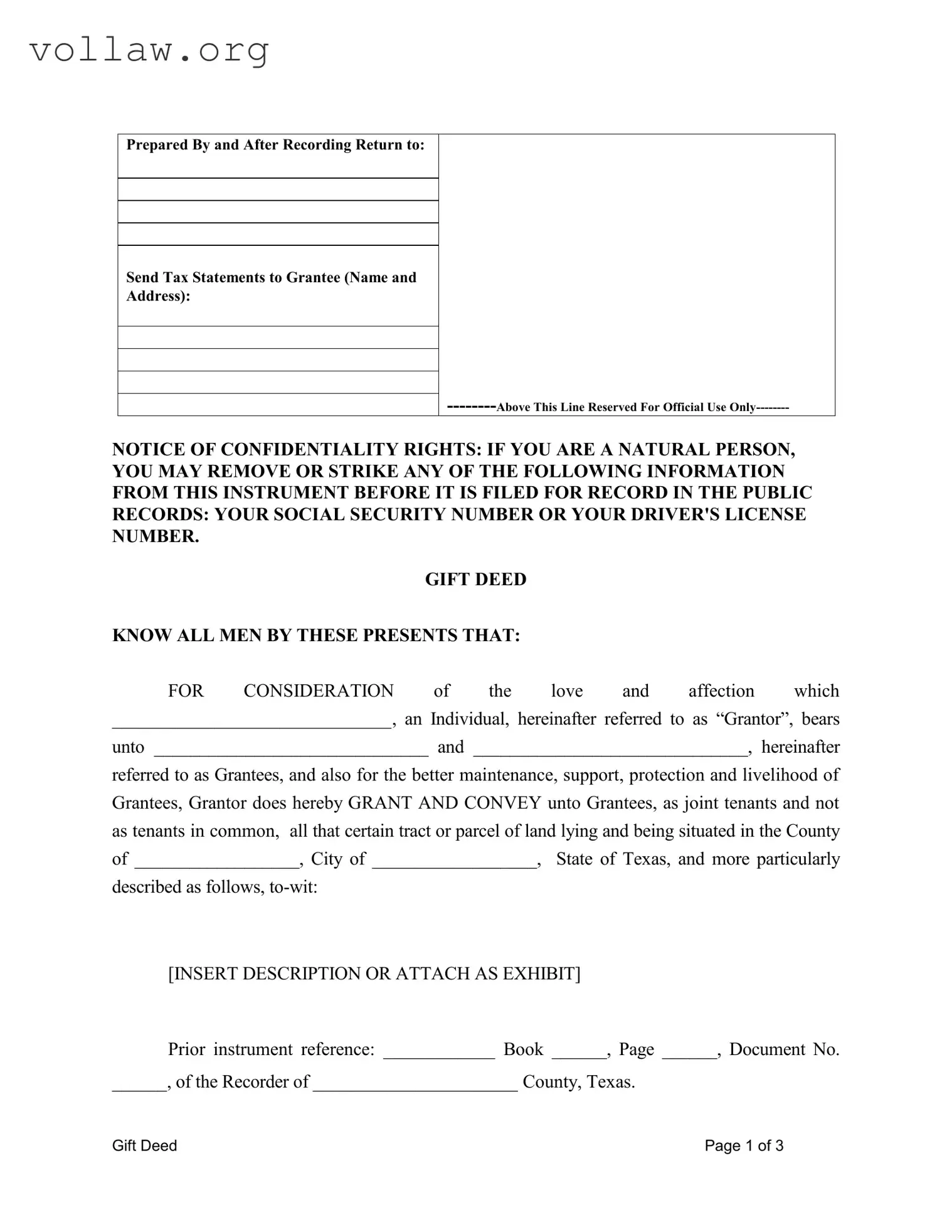 Gift Deed Texas Template
