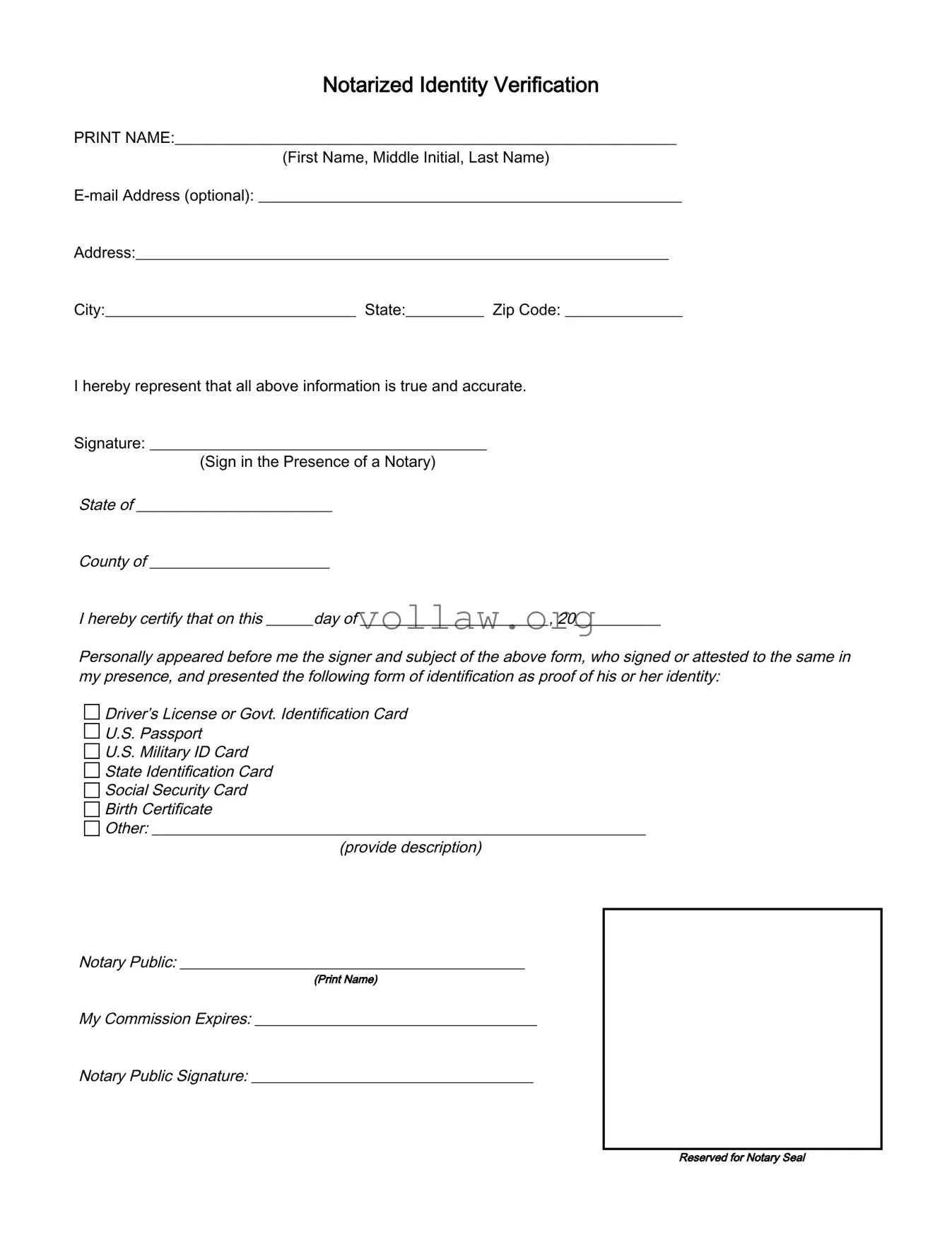 Notarized Identity Verification Template