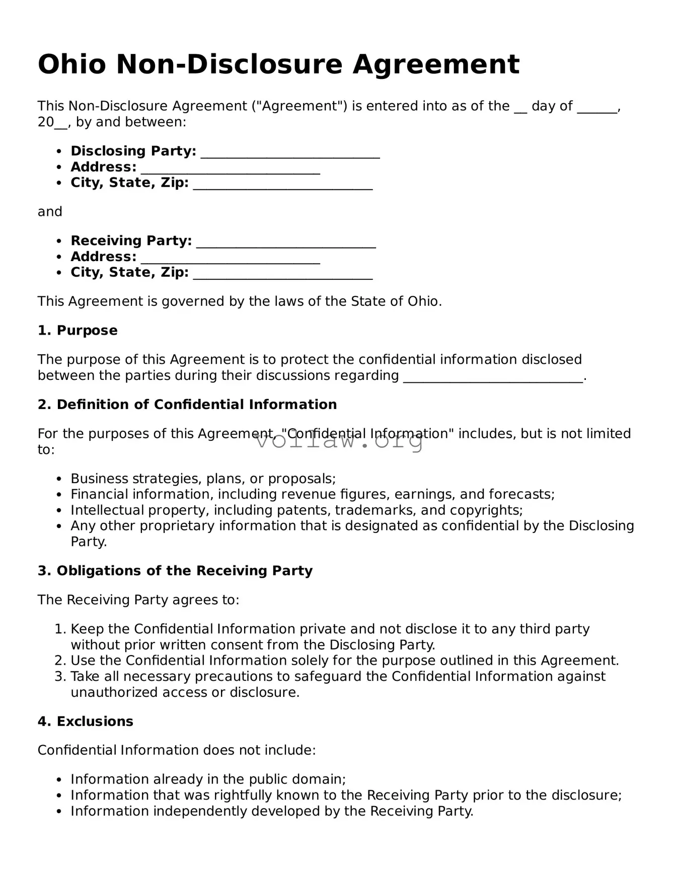 Attorney-Verified  Non-disclosure Agreement Form for Ohio