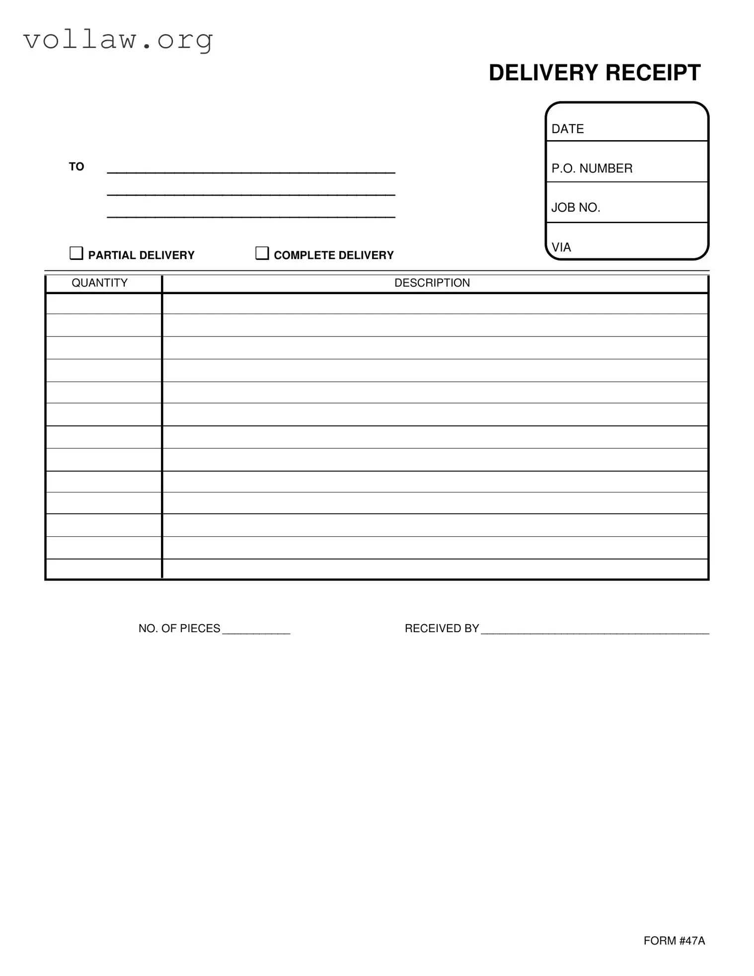 Delivery Receipt Template