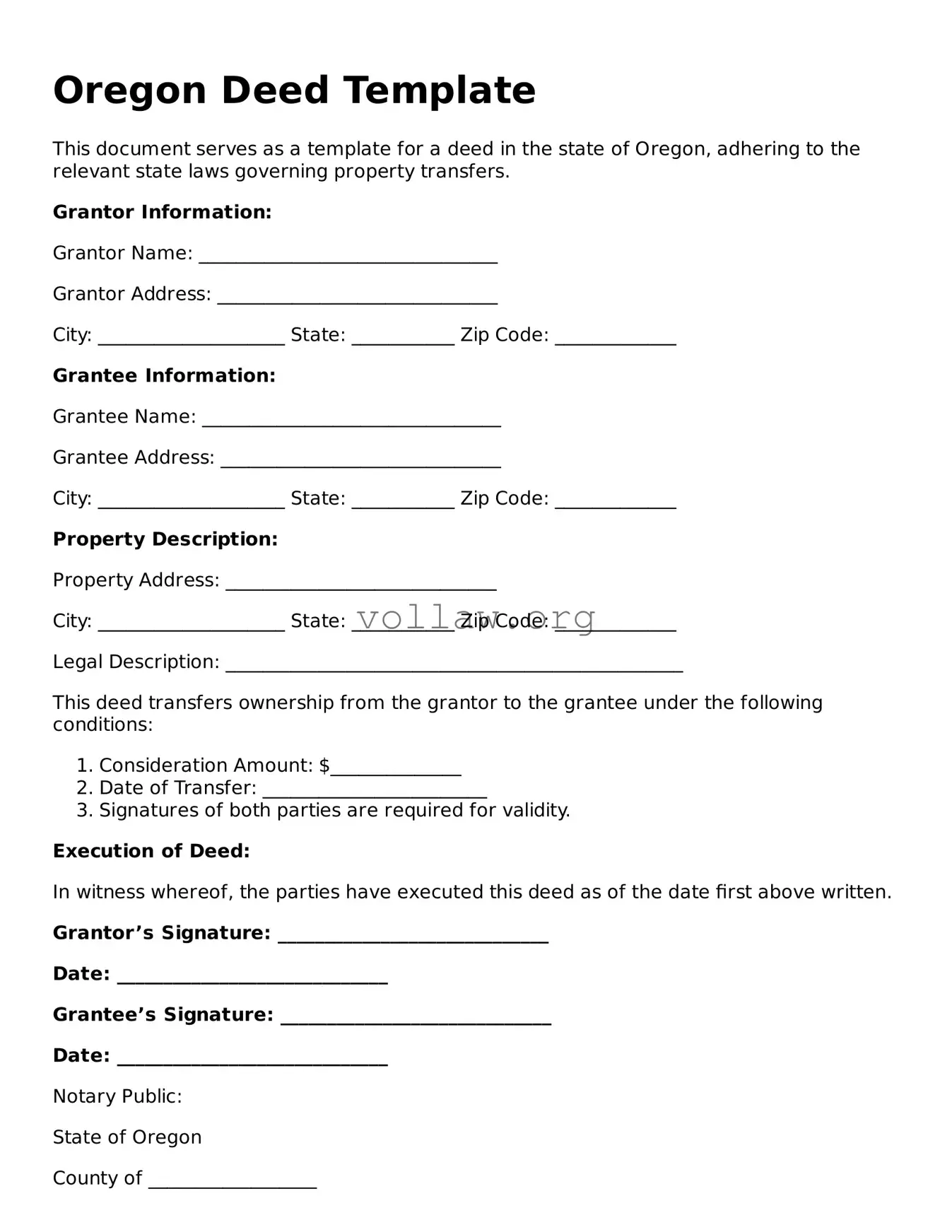 Attorney-Verified  Deed Form for Oregon