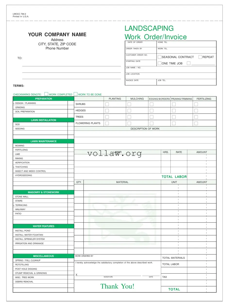 Landscaping Invoice Template