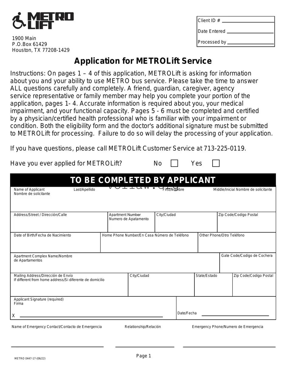 Metrolift Application Template