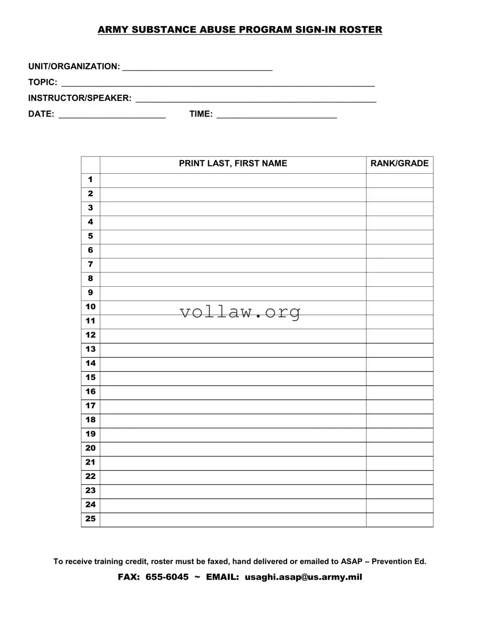 Sign In Roster Template