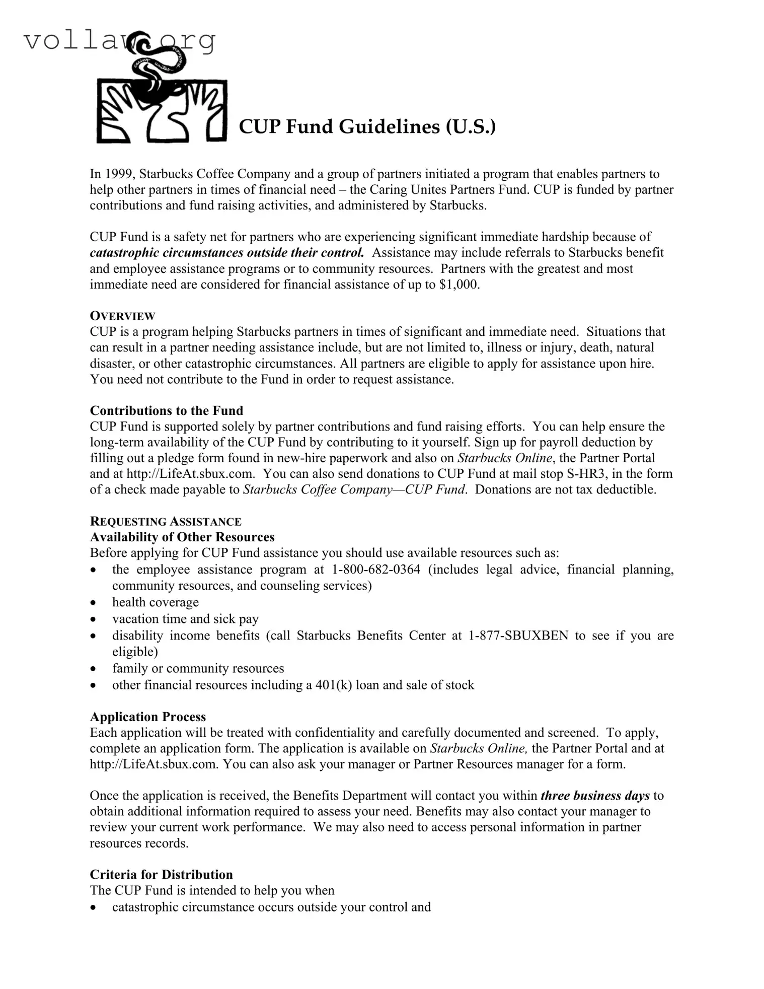 Cup Fund Application Template