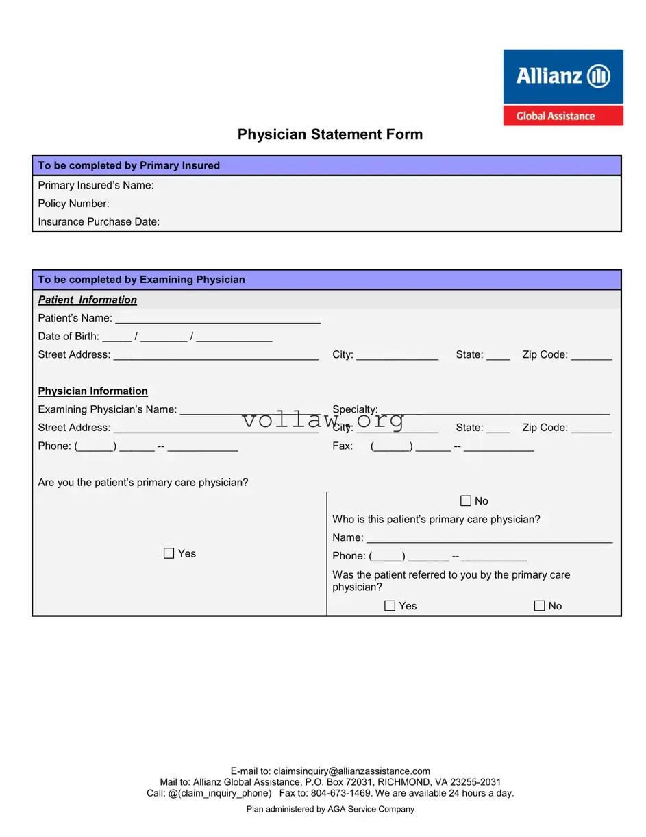 Physician Statement Template