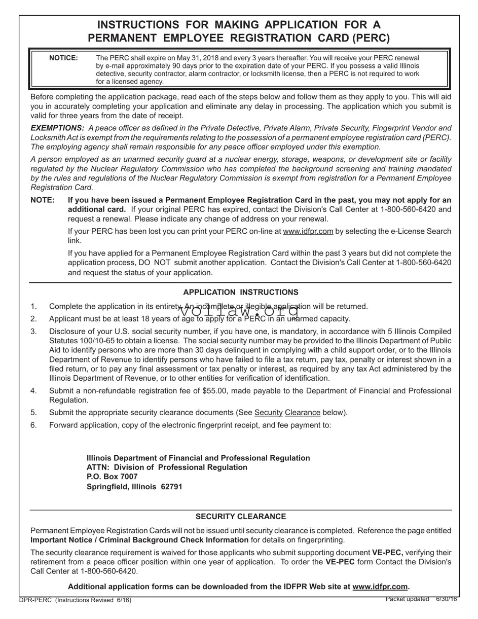 Illinois Perc Card Template