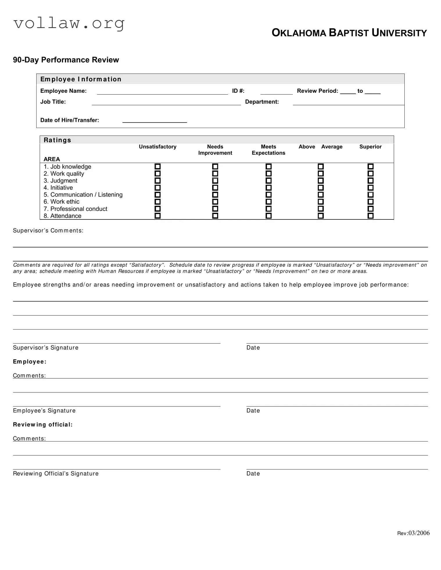 90 Day Performance Template