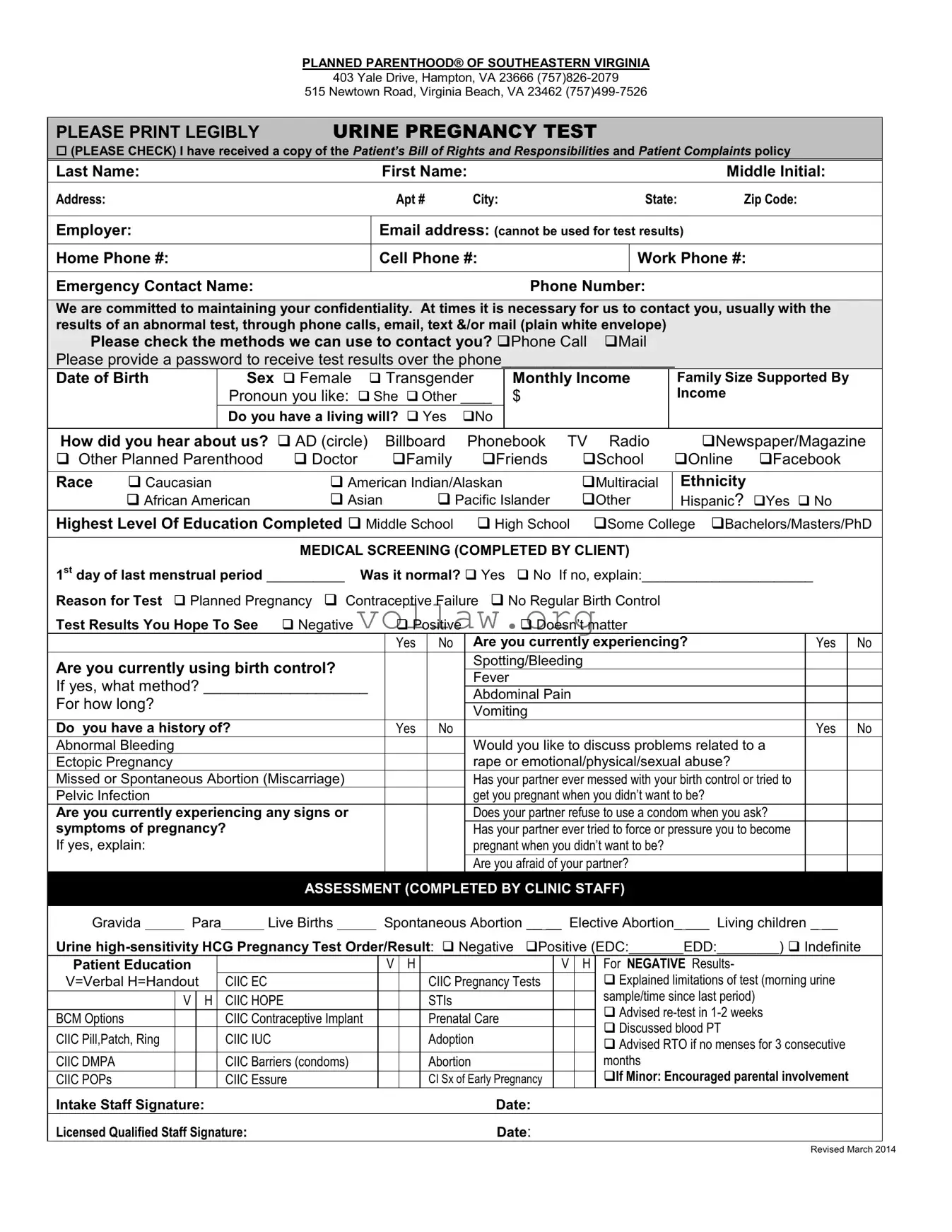 Planned Parenthood Proof Template