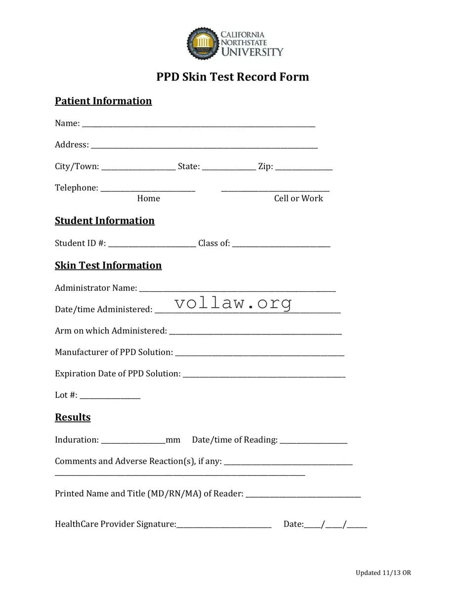 Ppd Skin Test Template