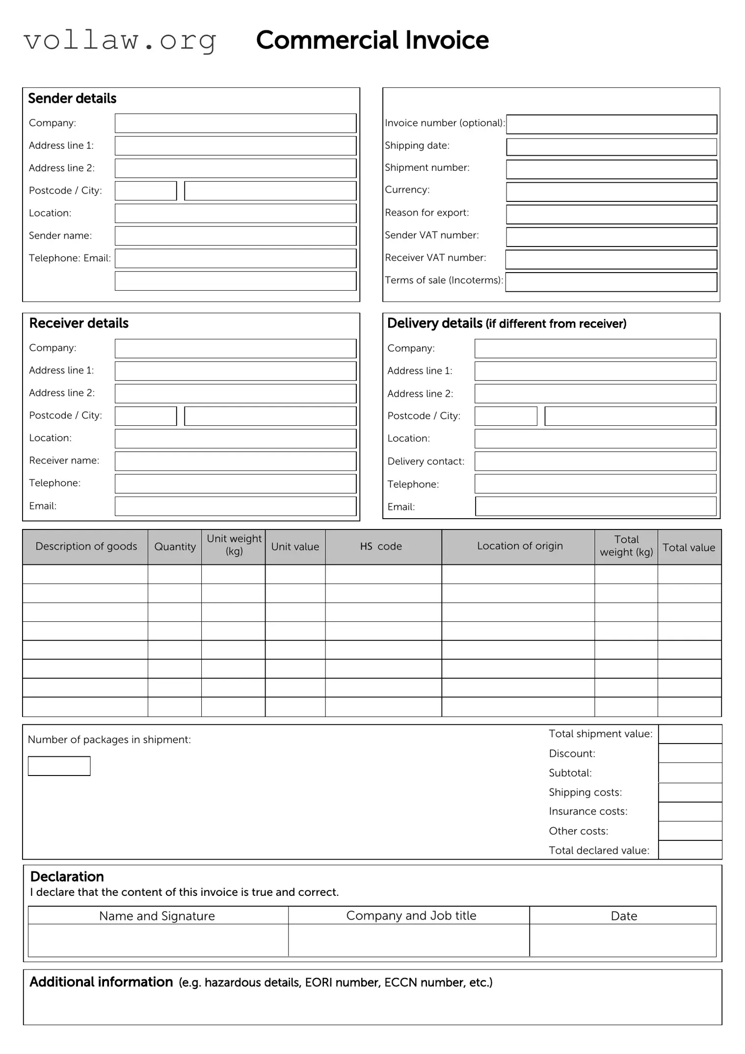 Commercial Invoice Template