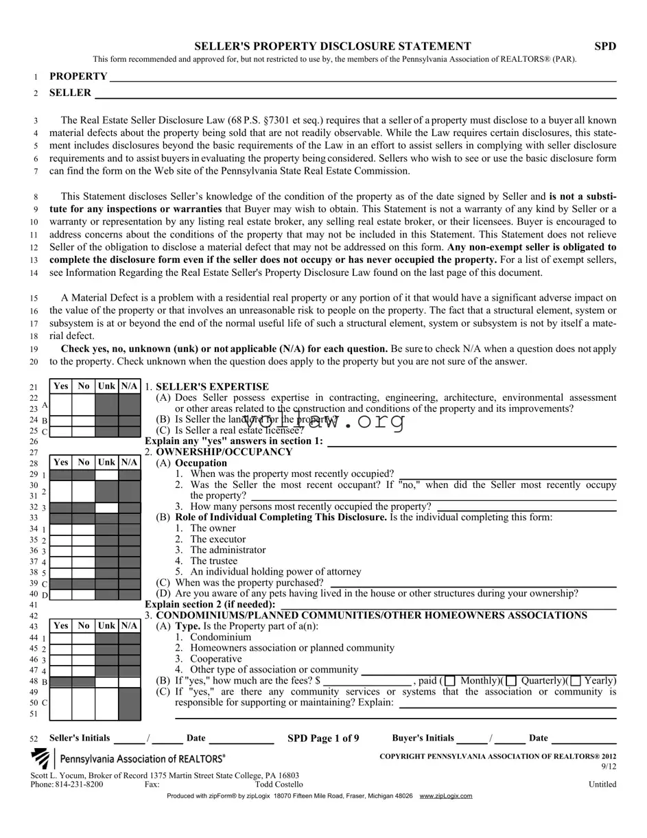 Pa Disclosure Template