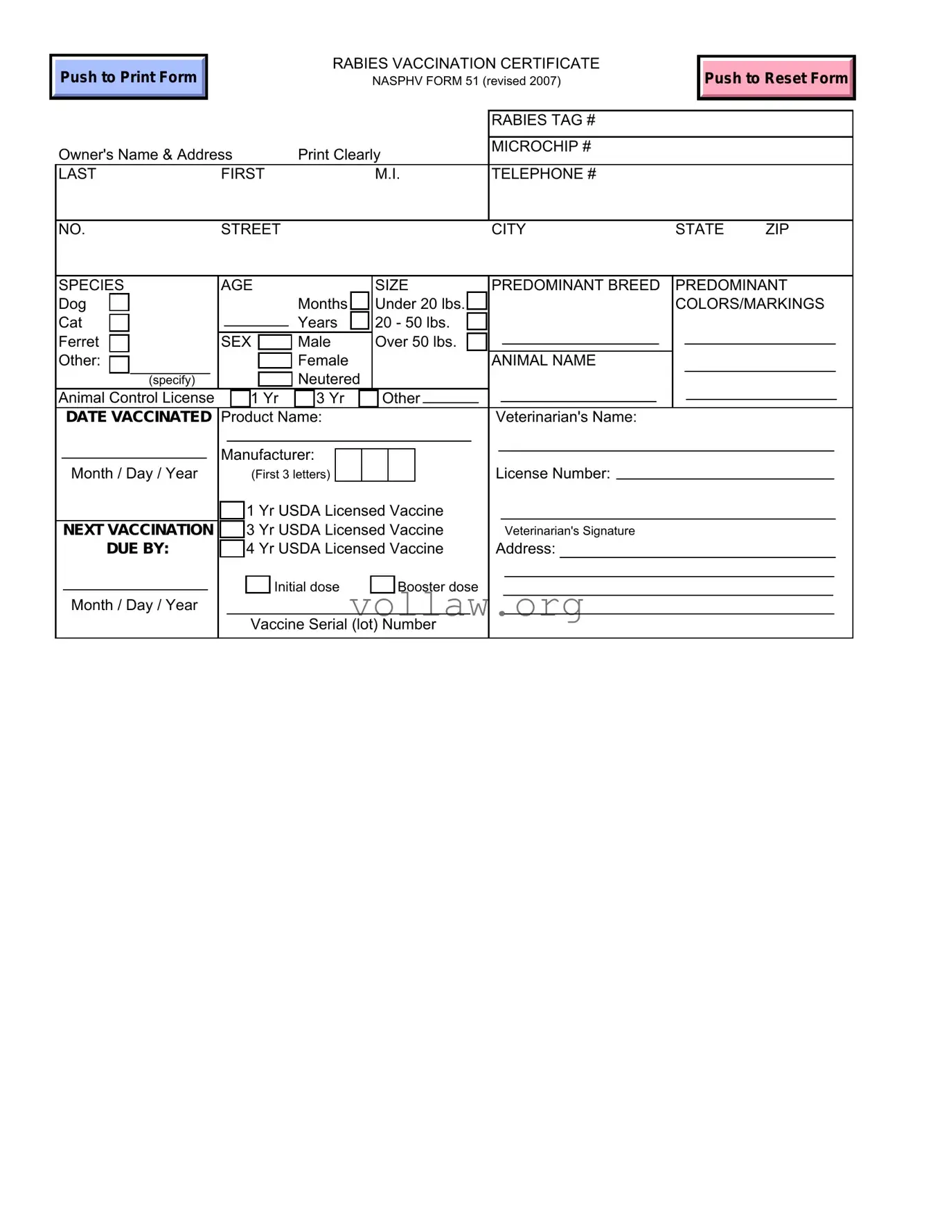 Rabies Certificate Template