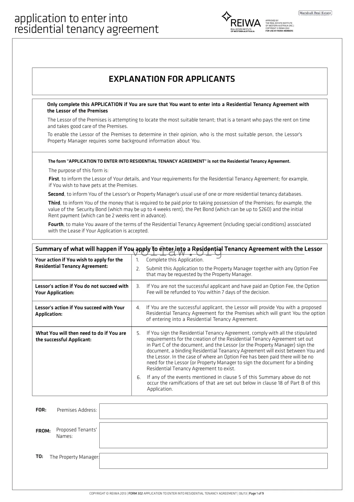 Reiwa Tenancy Application Template