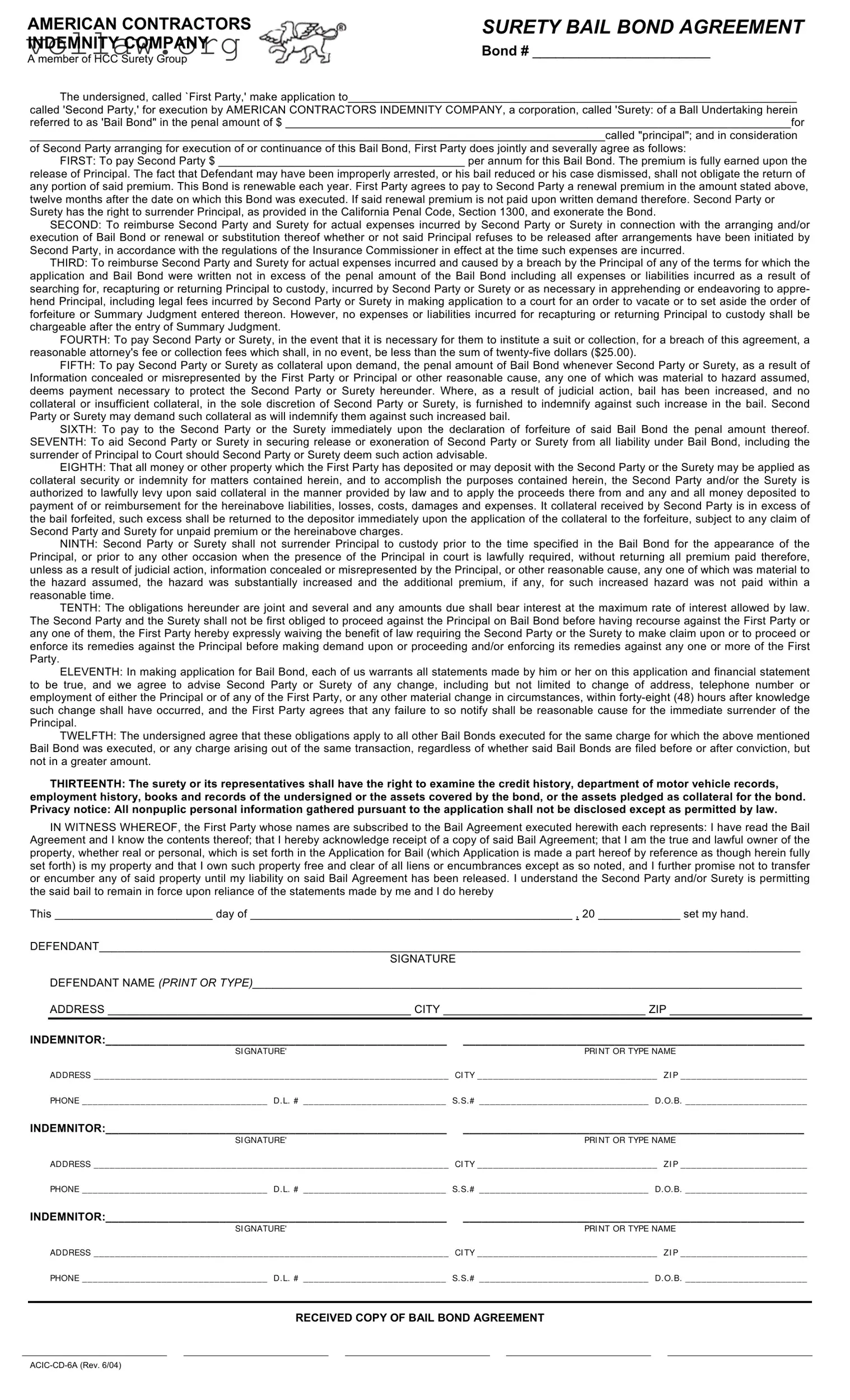 Bail Bond Release Paperwork Template