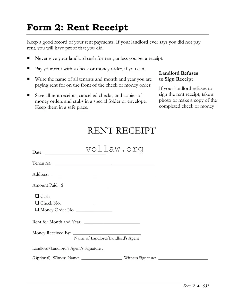 Rental Receipt Template