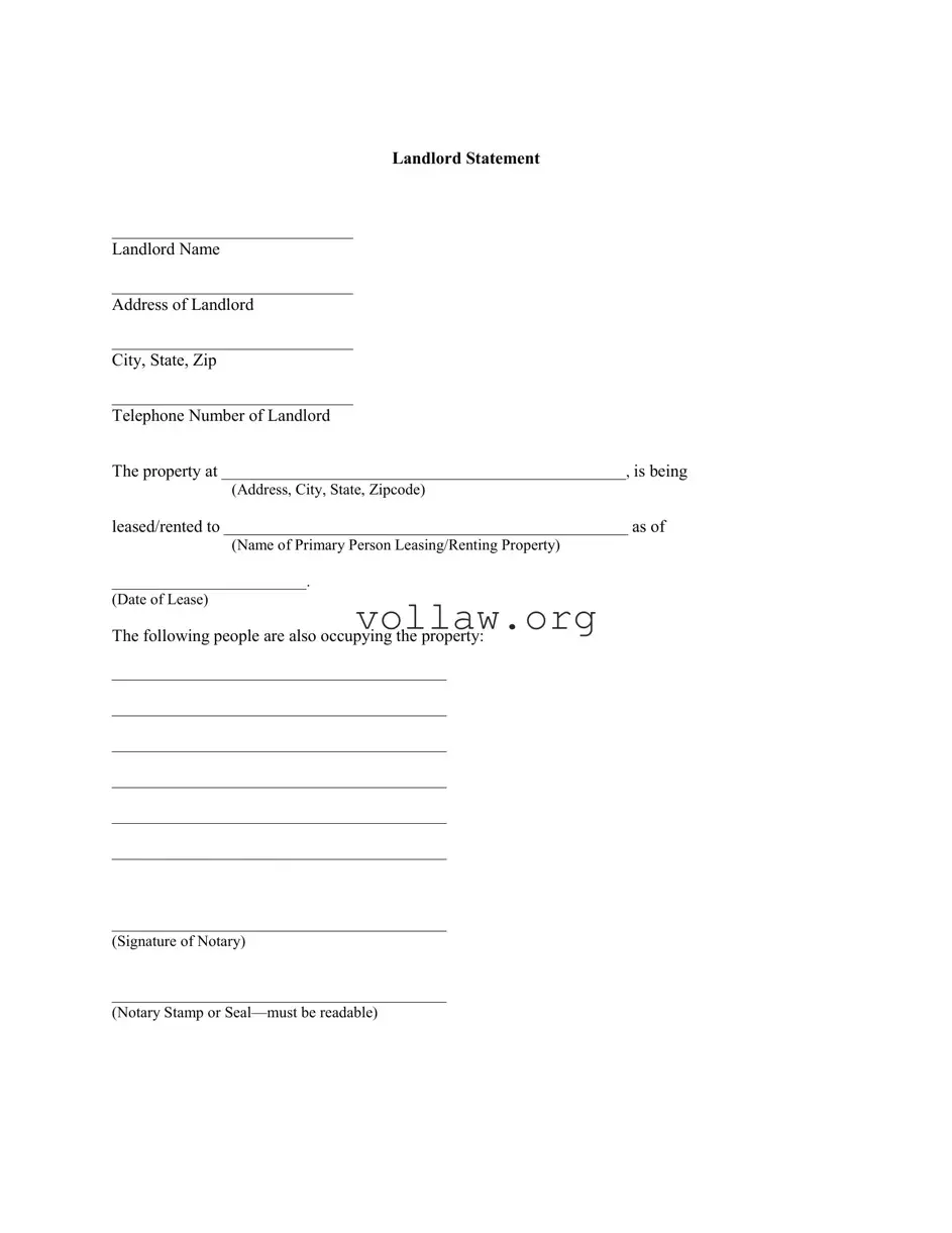 Landlord Statement Template