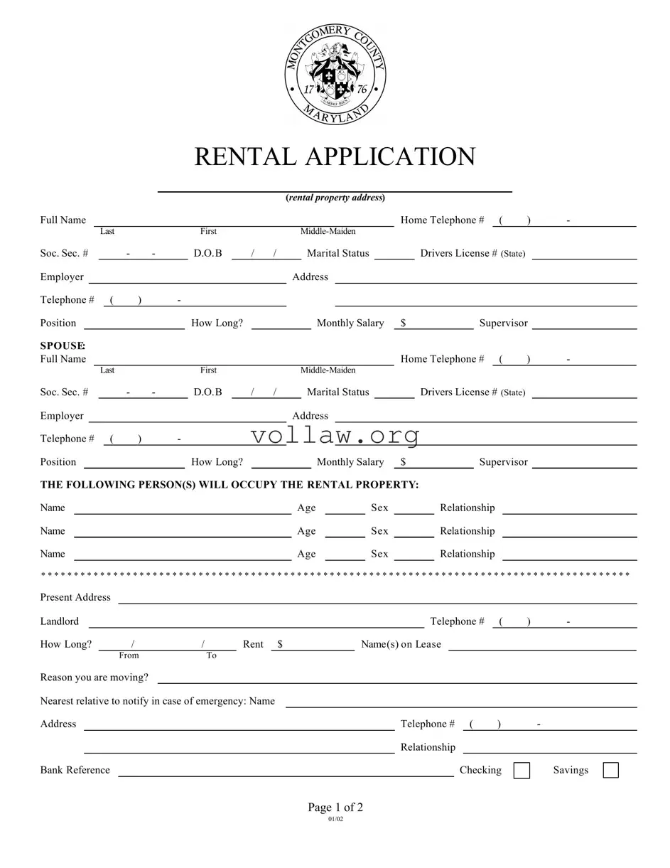 Montgomery Rental Application Template