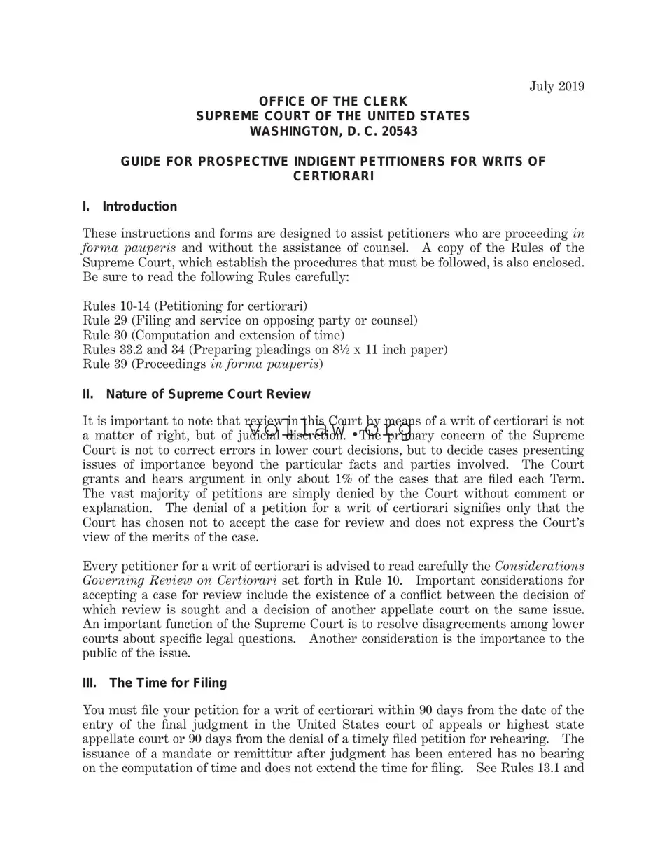 Writ Of Certiorari Template