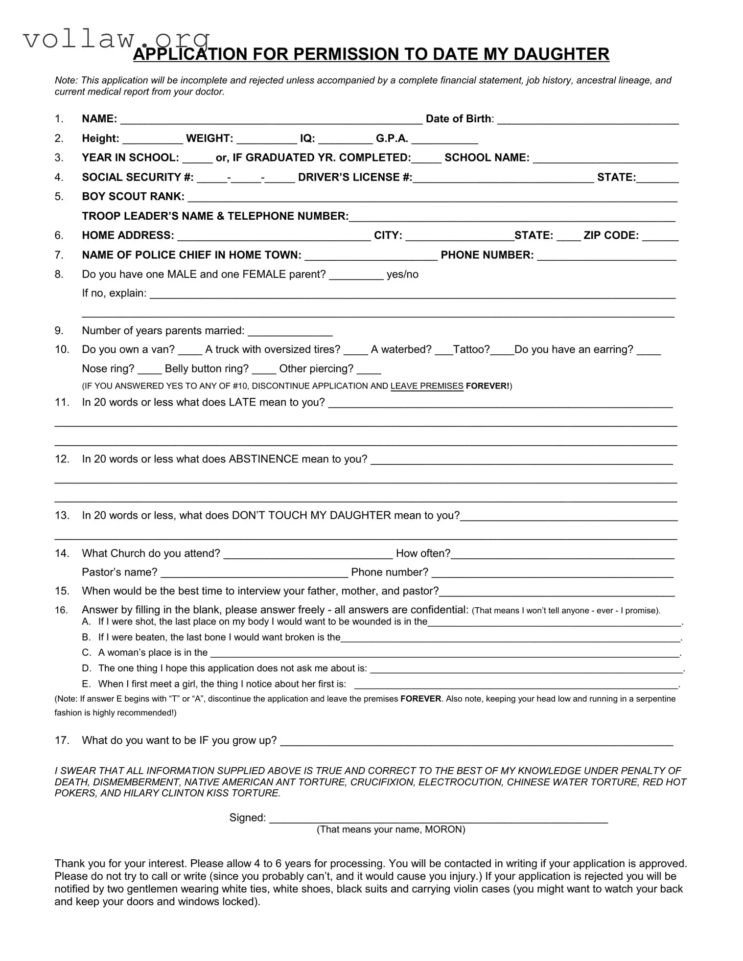 Application Date Daughter Template