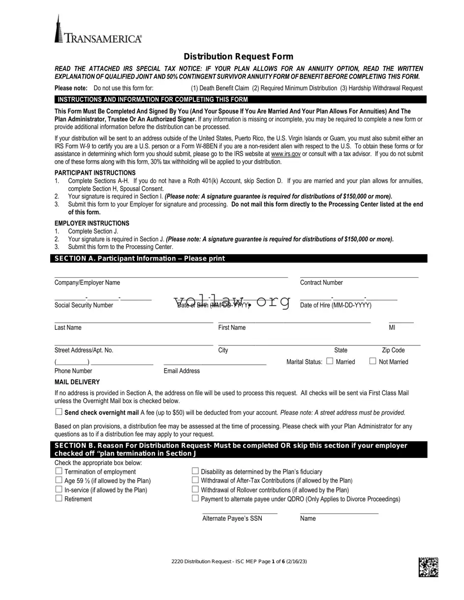 Transamerica 401K Withdrawal Template