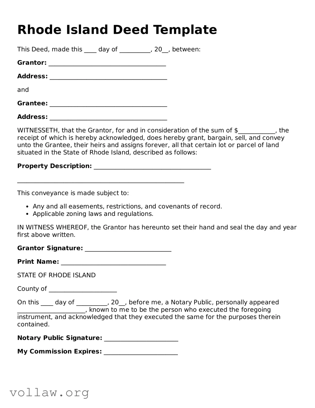 Attorney-Verified  Deed Form for Rhode Island