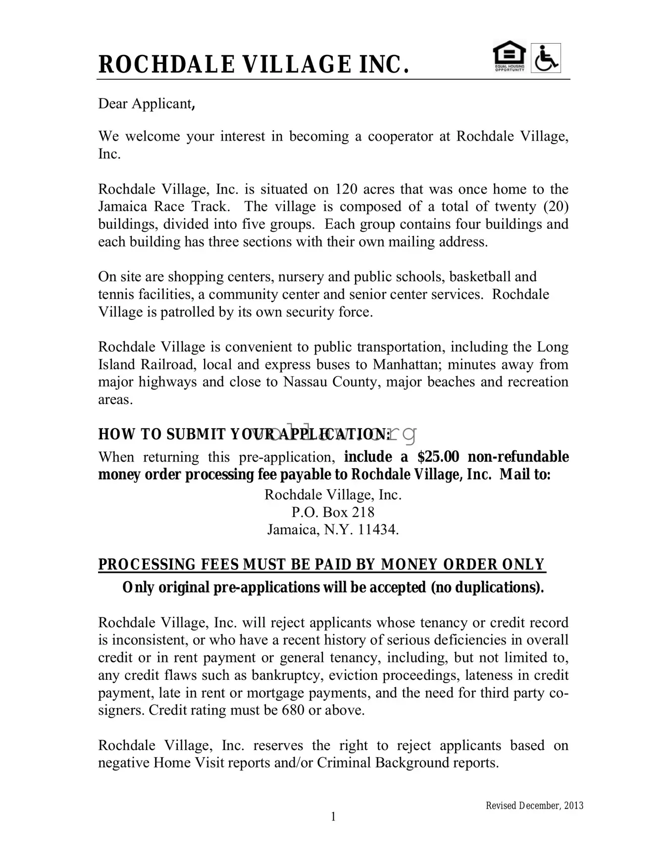 Rochdale village application Template