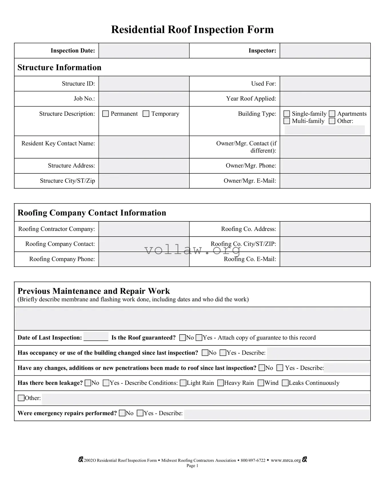 Roof Inspection Template