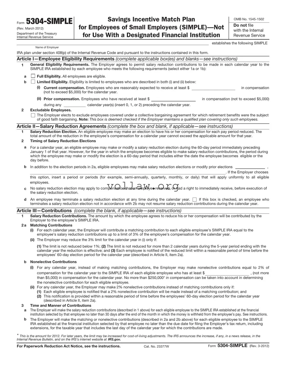 IRS 5304-SIMPLE Template