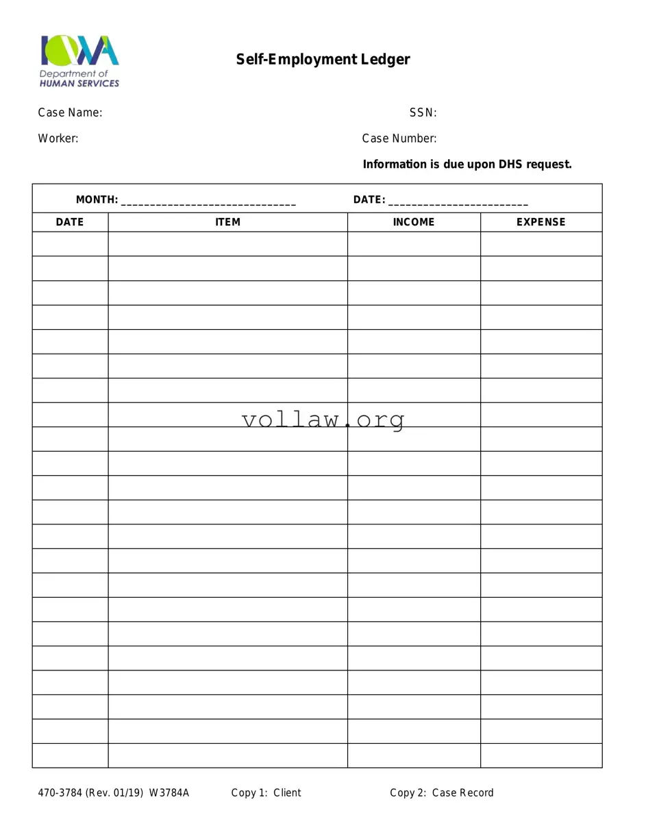 Self Employment Ledger Template