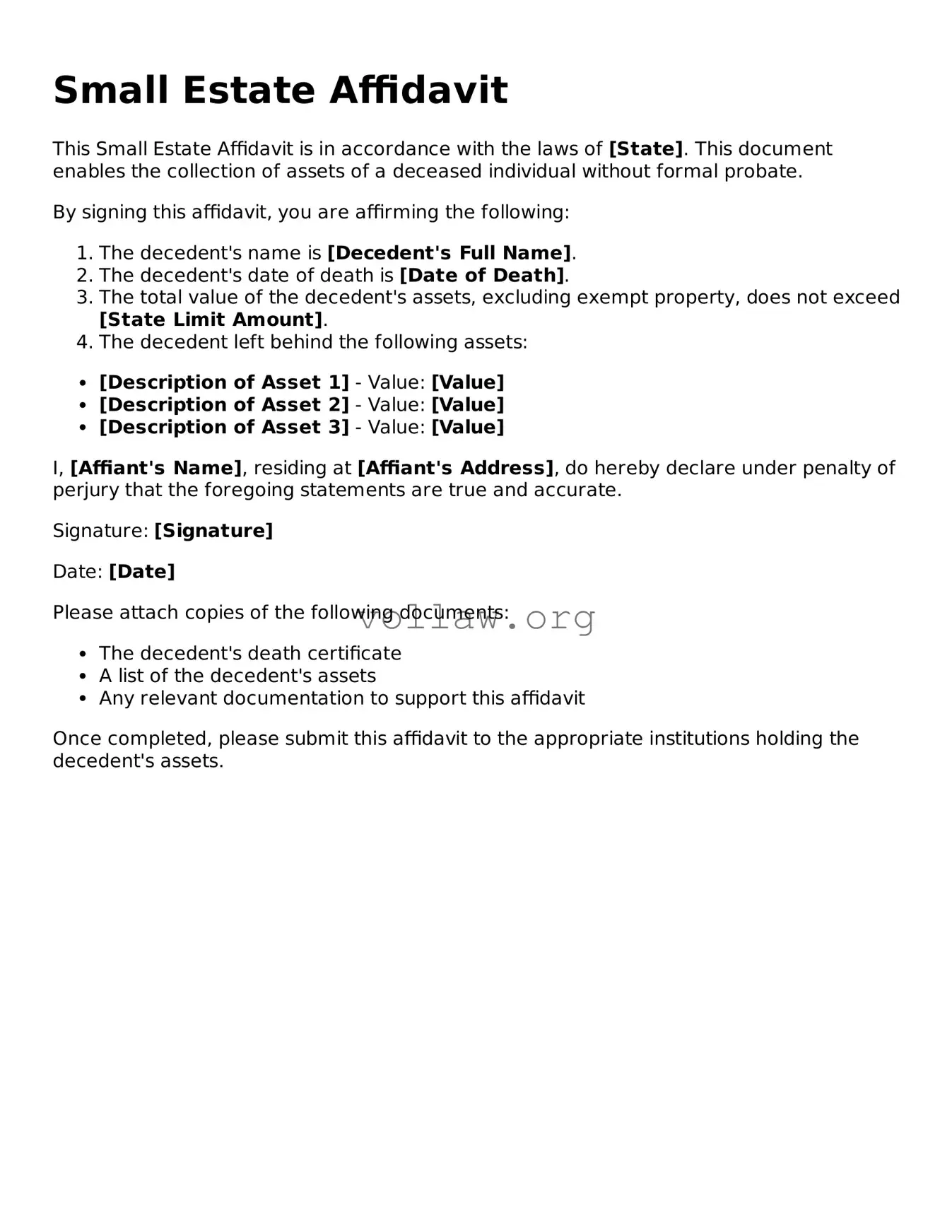 Free Small Estate Affidavit Form