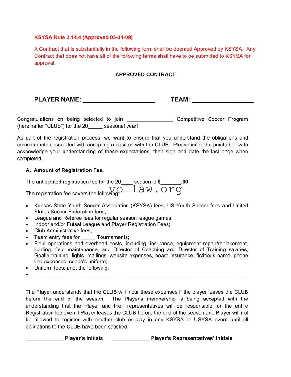 Soccer Player Contract Template