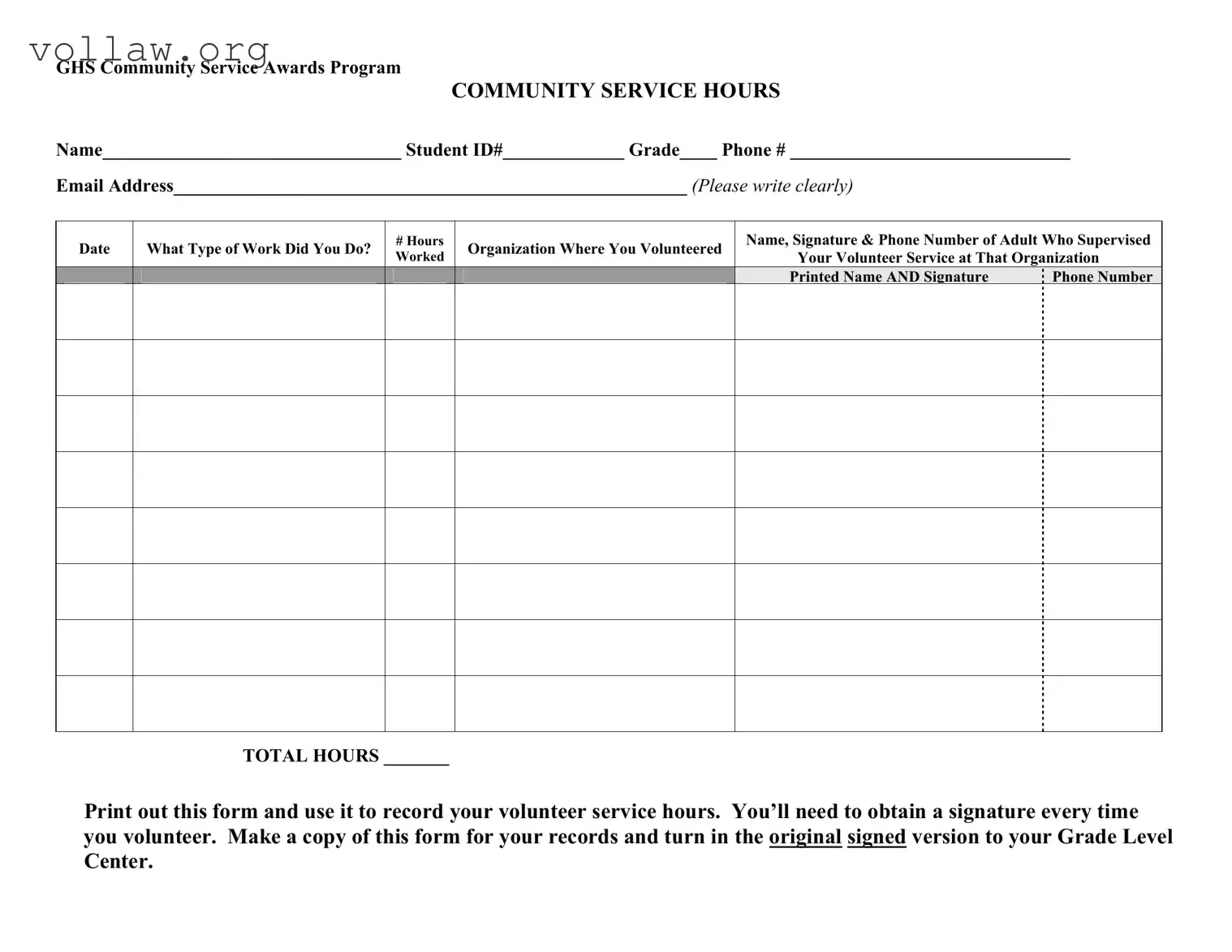 Community Service Template