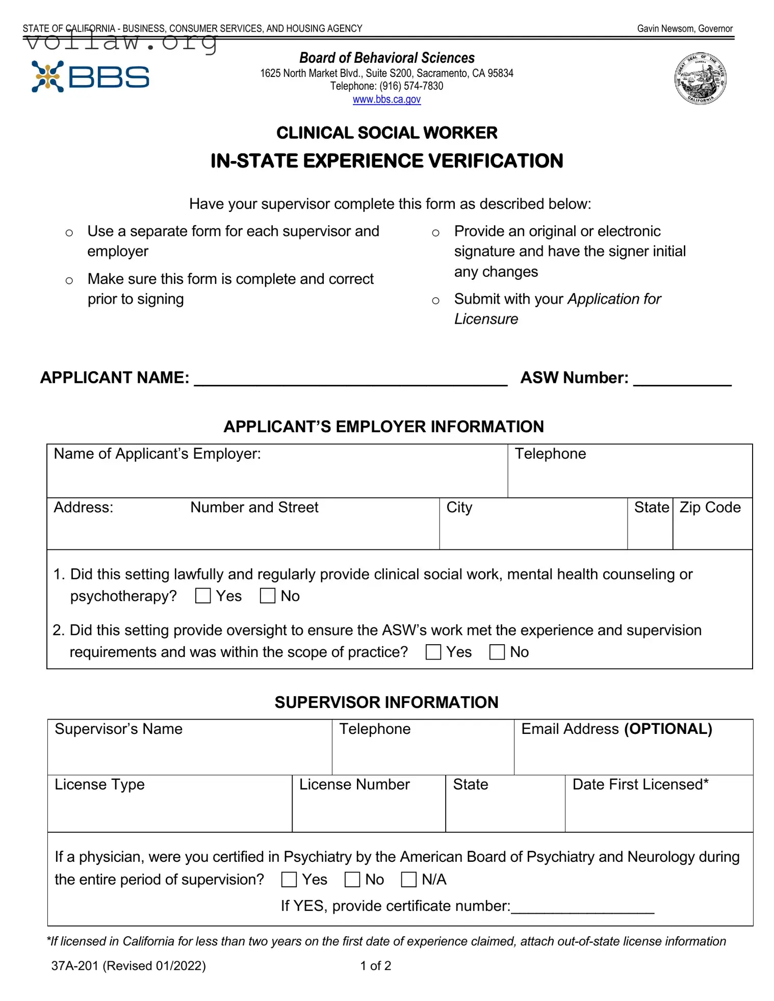 Clinical Social Experience Verification Template