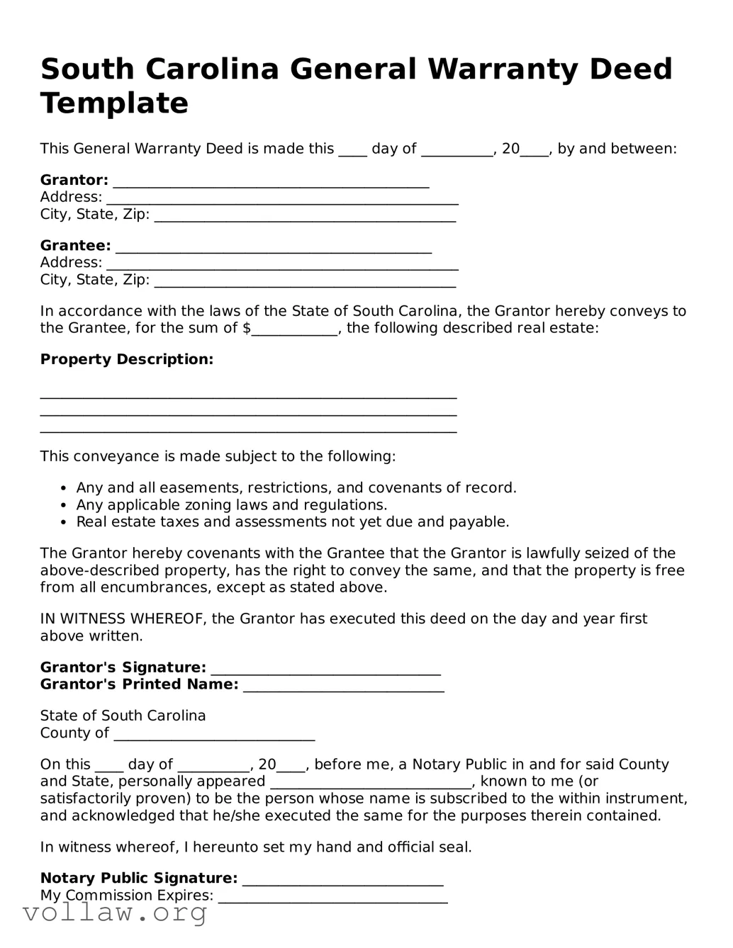 Attorney-Verified  Deed Form for South Carolina