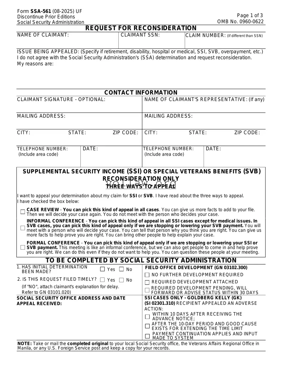 SSA SSA-561-U2 Template