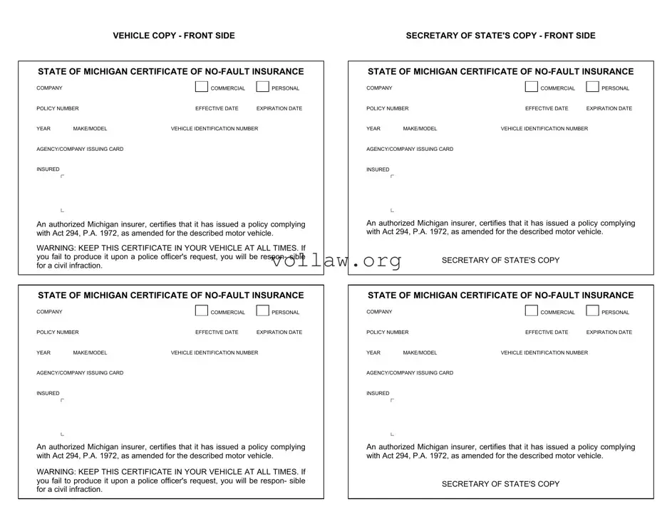 Michigan No Fault Insurance Template