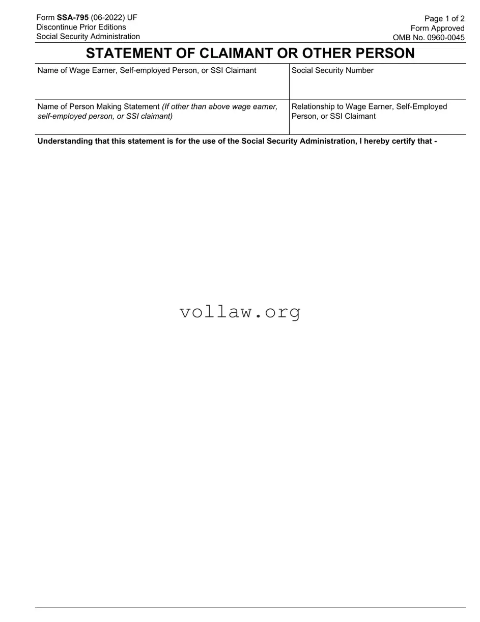 SSA SSA-795 Template